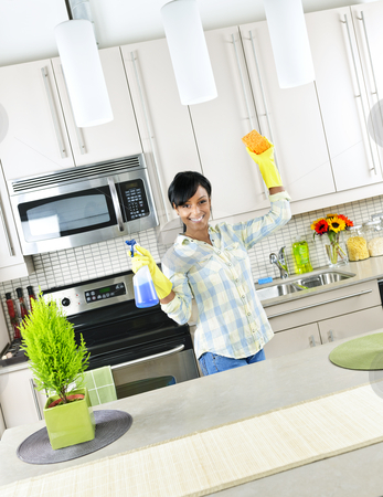 To use this stock image in your creative project, please select the size you need over to the right and click the "Add to Cart" button.
Your downloaded image will come with the Cutcaster watermark removed so don’t worry about the watermark you see on this page. Young woman cleaning kitchen stock photo, Smiling young black woman with sponge and rubber gloves cleaning kitchen by Elena Elisseeva