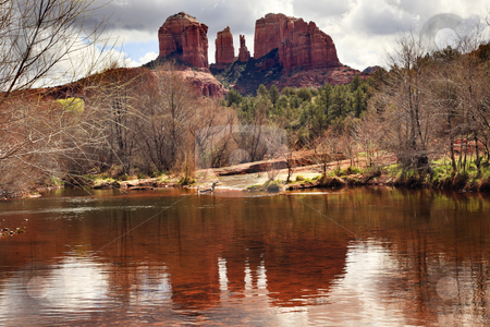 To use this stock image in your creative project, please select the size you need over to the right and click the "Add to Cart" button.
Your downloaded image will come with the Cutcaster watermark removed so don’t worry about the watermark you see on this page. Cathedral Rock Canyon Oak Creek Reflection Sedona Arizona stock photo, Cathedral Red Rock Canyon Oak Creek Green Trees Sedona Arizona by William Perry