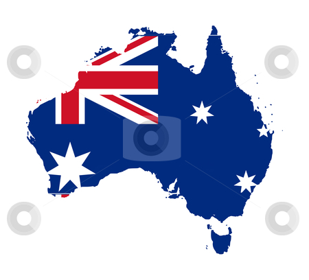 To use this stock image in your creative project, please select the size you need over to the right and click the "Add to Cart" button.
Your downloaded image will come with the Cutcaster watermark removed so don’t worry about the watermark you see on this page. Australia flag on map stock photo, Illustration of Australia flag on map of country; isolated on white background. by Martin Crowdy