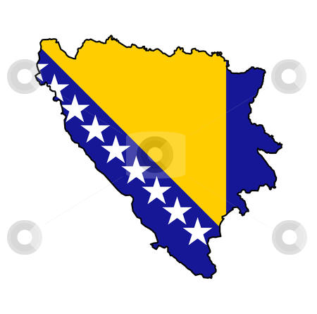 To use this stock image in your creative project, please select the size you need over to the right and click the "Add to Cart" button.
Your downloaded image will come with the Cutcaster watermark removed so don’t worry about the watermark you see on this page. Bosnia and Herzegovina stock photo, Illustration of Bosnia and Herzegovina flag on map of country; isolated on white background. by Martin Crowdy