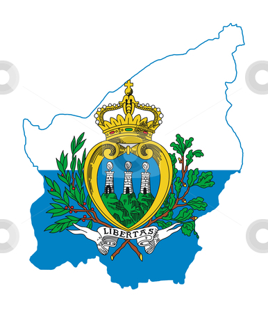 To use this stock image in your creative project, please select the size you need over to the right and click the "Add to Cart" button.
Your downloaded image will come with the Cutcaster watermark removed so don’t worry about the watermark you see on this page. San Marino map flag stock photo, Illustration of the San Marino flag on map of country; isolated on white background. by Martin Crowdy