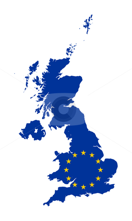 To use this stock image in your creative project, please select the size you need over to the right and click the "Add to Cart" button.
Your downloaded image will come with the Cutcaster watermark removed so don’t worry about the watermark you see on this page. EU flag on map of United Kingdom stock photo, European flag on mag of United Kingdom; isolated on white background. by Martin Crowdy