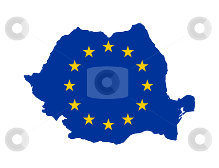To use this stock image in your creative project, please select the size you need over to the right and click the "Add to Cart" button.
Your downloaded image will come with the Cutcaster watermark removed so don’t worry about the watermark you see on this page. EU Flag on Romania map stock photo, European flag on mag of Romania; isolated on white background. by Martin Crowdy
