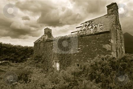 To use this stock image in your creative project, please select the size you need over to the right and click the "Add to Cart" button.
Your downloaded image will come with the Cutcaster watermark removed so don’t worry about the watermark you see on this page. Abandoned house stock photo, A derelict house somewhere in Ireland. Sepia-toned for older look. by © Ron Sumners