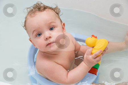 To use this stock image in your creative project, please select the size you need over to the right and click the "Add to Cart" button.
Your downloaded image will come with the Cutcaster watermark removed so don’t worry about the watermark you see on this page. Baby bay and yellow duck stock photo, beauty baby boy in bath with yellow rubber duck by olinchuk