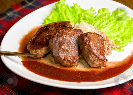 To use this stock image in your creative project, please select the size you need over to the right and click the "Add to Cart" button.
Your downloaded image will come with the Cutcaster watermark removed so don’t worry about the watermark you see on this page. Roast maral meat stock photo, Roast maral meat with blood and garnish pearl barley - very tasty dish by olinchuk
