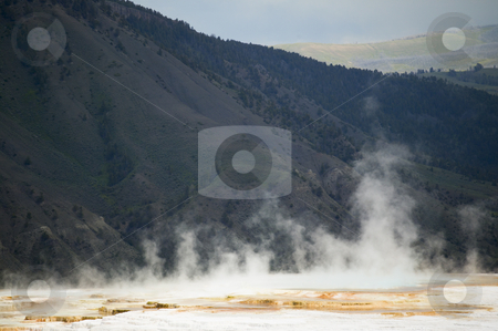 To use this stock image in your creative project, please select the size you need over to the right and click the "Add to Cart" button.
Your downloaded image will come with the Cutcaster watermark removed so don’t worry about the watermark you see on this page. Mammoth Hot Springs, Yellowstone National Park stock photo, Mammoth Hot Springs, Main Terrace, Yellowstone National Park, Wyoming, nature stock photography by Bryan Mullennix