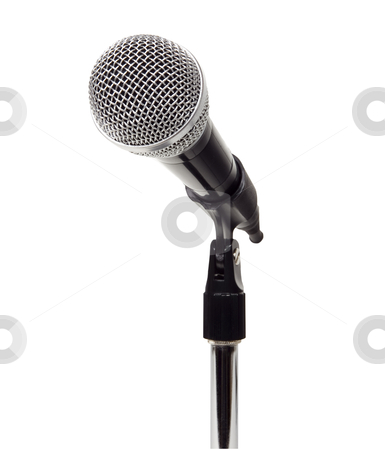 To use this stock image in your creative project, please select the size you need over to the right and click the "Add to Cart" button.
Your downloaded image will come with the Cutcaster watermark removed so don’t worry about the watermark you see on this page. Microphone - Photo Object stock photo, Microphone on stand, includes clipping path by Bryan Mullennix