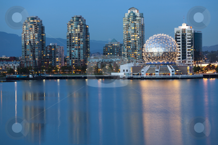 To use this stock image in your creative project, please select the size you need over to the right and click the "Add to Cart" button.
Your downloaded image will come with the Cutcaster watermark removed so don’t worry about the watermark you see on this page. Vancouver B.C., Canada Skyline, skyline photography stock photo, Vancouver, British Columbia, Canada - May 23, 2008: View of Vancouver's Science World at Telus World of Science and skyline looking across False Creek at dusk. The Telus World of Science building was originally built for the 1986 World Exposition on Transportation and Communication also known as Expo 86. by Bryan Mullennix