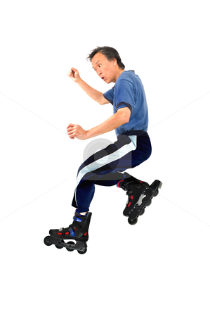 To use this stock image in your creative project, please select the size you need over to the right and click the "Add to Cart" button.
Your downloaded image will come with the Cutcaster watermark removed so don’t worry about the watermark you see on this page. Man on roller blades stock photo, action rollerblading sports man on roller blades isolated copyspace by JOSEPH S.L. TAN MATT