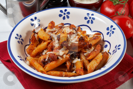 To use this stock image in your creative project, please select the size you need over to the right and click the "Add to Cart" button.
Your downloaded image will come with the Cutcaster watermark removed so don’t worry about the watermark you see on this page. Fried pasta stock photo, a plate of fried maccheroni with tomato, bacon and olive oil by maxg71