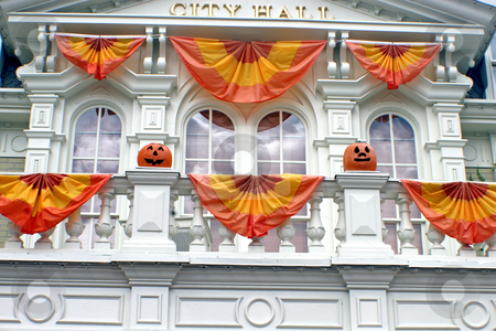 To use this stock image in your creative project, please select the size you need over to the right and click the "Add to Cart" button.
Your downloaded image will come with the Cutcaster watermark removed so don’t worry about the watermark you see on this page. Halloween stock photo, A building decorated with pumpkins for Halloween by Lucy Clark