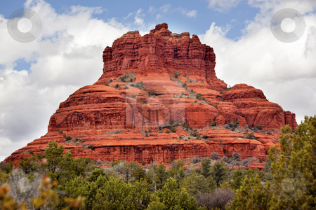 To use this stock image in your creative project, please select the size you need over to the right and click the "Add to Cart" button.
Your downloaded image will come with the Cutcaster watermark removed so don’t worry about the watermark you see on this page. Bell Rock Butte Orange Red Rock Canyon Sedona Arizona stock photo, Bell Rock Butte Orange Red Rock Canyon Blue Cloudy Sky Green Trees Snow Sedona Arizona by William Perry