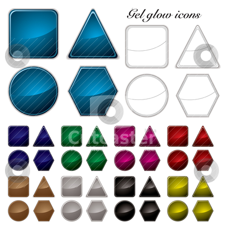 To use this stock image in your creative project, please select the size you need over to the right and click the "Add to Cart" button.
Your downloaded image will come with the Cutcaster watermark removed so don’t worry about the watermark you see on this page. Gel glow icons stock vector clipart, Collection of four icons with many variations of colour by Michael Travers