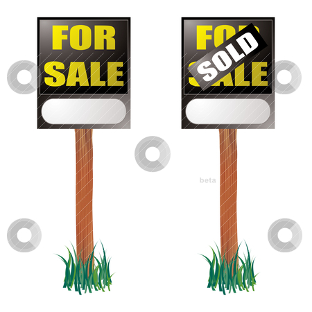 To use this stock image in your creative project, please select the size you need over to the right and click the "Add to Cart" button.
Your downloaded image will come with the Cutcaster watermark removed so don’t worry about the watermark you see on this page. For sale sign stock vector clipart, For sale sign with sold label placed on top with grass by Michael Travers