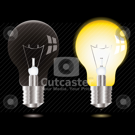 To use this stock image in your creative project, please select the size you need over to the right and click the "Add to Cart" button.
Your downloaded image will come with the Cutcaster watermark removed so don’t worry about the watermark you see on this page. Light bulb on off stock vector clipart, Two illustrations of a light bulb one off the other on and bright by Michael Travers