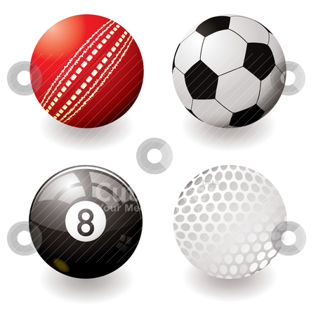 To use this stock image in your creative project, please select the size you need over to the right and click the "Add to Cart" button.
Your downloaded image will come with the Cutcaster watermark removed so don’t worry about the watermark you see on this page. Sports balls stock vector clipart, Collection of four sports balls with shadow and gradient by Michael Travers