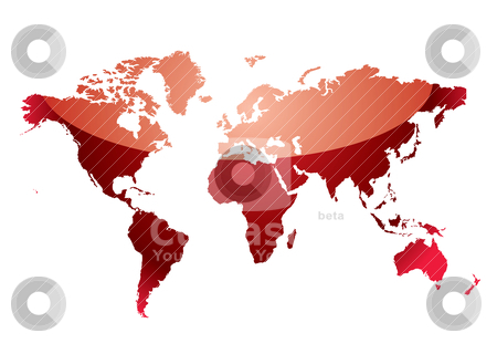 To use this stock image in your creative project, please select the size you need over to the right and click the "Add to Cart" button.
Your downloaded image will come with the Cutcaster watermark removed so don’t worry about the watermark you see on this page. World map reflect red stock vector clipart, Shades of red abstract world map with light reflection by Michael Travers