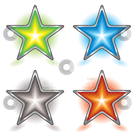 To use this stock image in your creative project, please select the size you need over to the right and click the "Add to Cart" button.
Your downloaded image will come with the Cutcaster watermark removed so don’t worry about the watermark you see on this page. Star foursome stock vector clipart, Collection of four colorful stars with silver metal bevel and shadow by Michael Travers