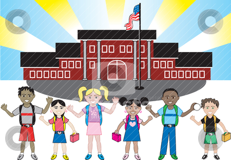 To use this stock image in your creative project, please select the size you need over to the right and click the "Add to Cart" button.
Your downloaded image will come with the Cutcaster watermark removed so don’t worry about the watermark you see on this page. School Kids stock vector clipart, Diversity of children together as friends. I do custom work! by Basheera Hassanali