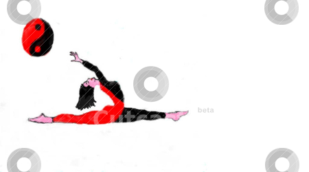 To use this stock image in your creative project, please select the size you need over to the right and click the "Add to Cart" button.
Your downloaded image will come with the Cutcaster watermark removed so don’t worry about the watermark you see on this page. Yoga splits stock vector clipart, Girl in yoga position with yin yang symbol by Debbie Pedersen