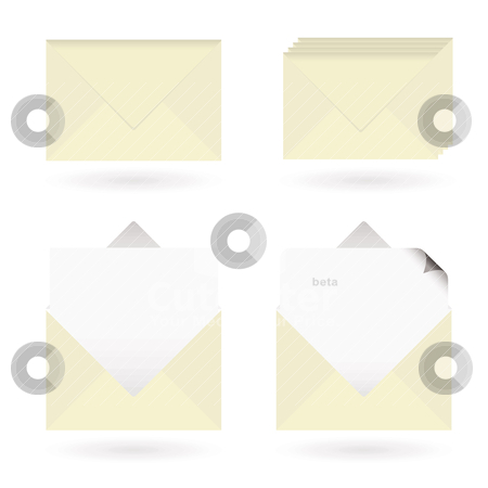 To use this stock image in your creative project, please select the size you need over to the right and click the "Add to Cart" button.
Your downloaded image will come with the Cutcaster watermark removed so don’t worry about the watermark you see on this page. Business envelopes open stock vector clipart, Set of four business icons with envelopes and drop shadow by Michael Travers