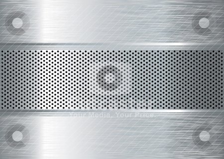 To use this stock image in your creative project, please select the size you need over to the right and click the "Add to Cart" button.
Your downloaded image will come with the Cutcaster watermark removed so don’t worry about the watermark you see on this page. Gratted metal brushed stock vector clipart, Silver metal abstract background with punched holes and brushed surface by Michael Travers