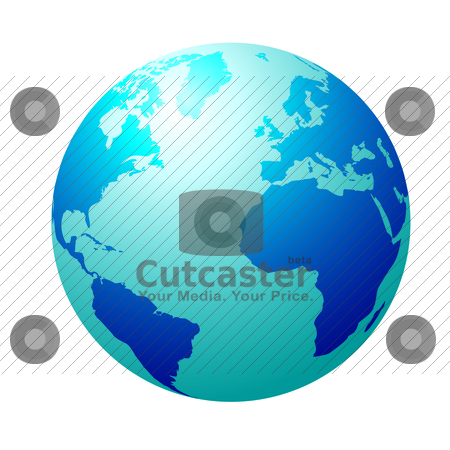 To use this stock image in your creative project, please select the size you need over to the right and click the "Add to Cart" button.
Your downloaded image will come with the Cutcaster watermark removed so don’t worry about the watermark you see on this page. Blue globe stock vector clipart, Blue circular globe showing north america and europe by Michael Travers