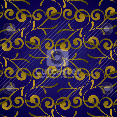 To use this stock image in your creative project, please select the size you need over to the right and click the "Add to Cart" button.
Your downloaded image will come with the Cutcaster watermark removed so don’t worry about the watermark you see on this page. Golden royal leaf stock vector clipart, Royal blue and gold seamless repeat background pattern by Michael Travers
