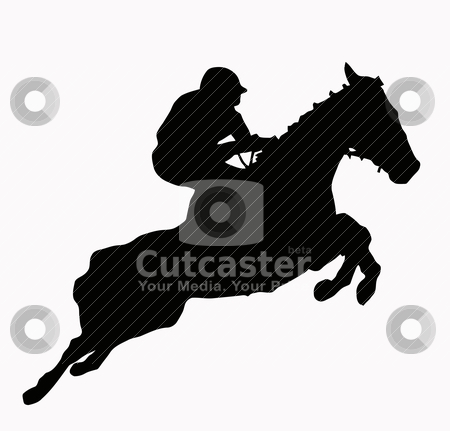 To use this stock image in your creative project, please select the size you need over to the right and click the "Add to Cart" button.
Your downloaded image will come with the Cutcaster watermark removed so don’t worry about the watermark you see on this page. Sport Silhouette - Jokey stock vector clipart, Sport Silhouette - Jokey and horse jumping steeple by Snap2Art