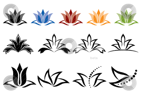 To use this stock image in your creative project, please select the size you need over to the right and click the "Add to Cart" button.
Your downloaded image will come with the Cutcaster watermark removed so don’t worry about the watermark you see on this page. Lotus Icons stock vector clipart, Vector illustration of lotus flower icons on a white background by Karima Lakhdar