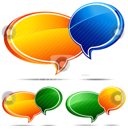 To use this stock image in your creative project, please select the size you need over to the right and click the "Add to Cart" button.
Your downloaded image will come with the Cutcaster watermark removed so don’t worry about the watermark you see on this page. 3D Speech bubbles stock vector clipart, All elements are grouped and on individual layers in the vector (AI8) file for easy use. by Fenton