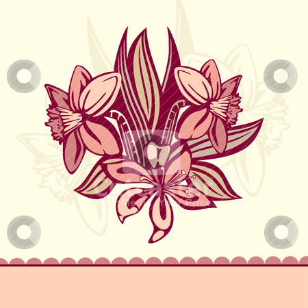 To use this stock image in your creative project, please select the size you need over to the right and click the "Add to Cart" button.
Your downloaded image will come with the Cutcaster watermark removed so don’t worry about the watermark you see on this page. Retro card with flowers stock vector clipart, vector retro card with flowers by SelenaMay