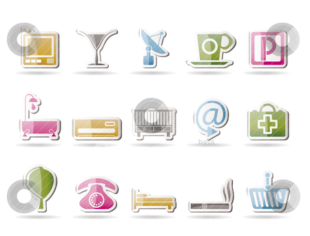 To use this stock image in your creative project, please select the size you need over to the right and click the "Add to Cart" button.
Your downloaded image will come with the Cutcaster watermark removed so don’t worry about the watermark you see on this page. Hotel and motel icons stock vector clipart, Hotel and motel icons - Vector icon Set by Stoyan Haytov