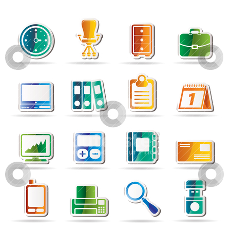 To use this stock image in your creative project, please select the size you need over to the right and click the "Add to Cart" button.
Your downloaded image will come with the Cutcaster watermark removed so don’t worry about the watermark you see on this page. Business and office icons stock vector clipart, Business and office icons - vector icon set by Stoyan Haytov
