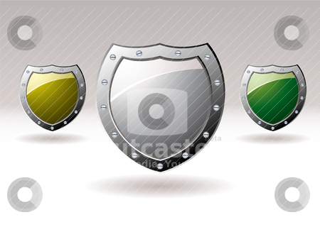 To use this stock image in your creative project, please select the size you need over to the right and click the "Add to Cart" button.
Your downloaded image will come with the Cutcaster watermark removed so don’t worry about the watermark you see on this page. Metal shield icon collection stock vector clipart, Brightly coloured silver shields giving protection for internet web sites by Michael Travers