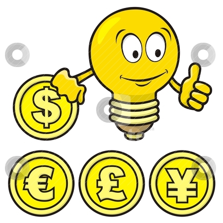 To use this stock image in your creative project, please select the size you need over to the right and click the "Add to Cart" button.
Your downloaded image will come with the Cutcaster watermark removed so don’t worry about the watermark you see on this page. Bulb with coin stock vector clipart, Cartoon of smiling bulb giving thumbs up and holding a coin. by fractal.gr