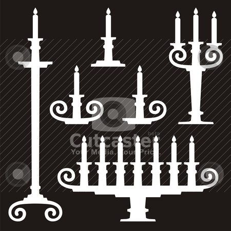 To use this stock image in your creative project, please select the size you need over to the right and click the "Add to Cart" button.
Your downloaded image will come with the Cutcaster watermark removed so don’t worry about the watermark you see on this page. Candle stands stock vector clipart, Candles on candle stands silhouettes on black background. by fractal.gr