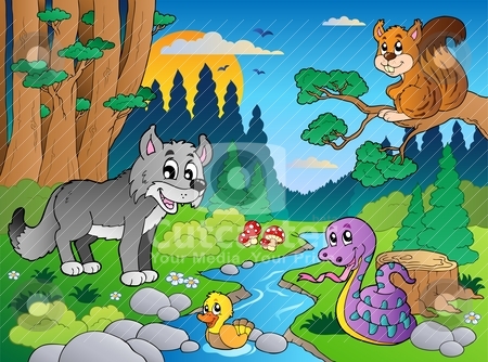 To use this stock image in your creative project, please select the size you need over to the right and click the "Add to Cart" button.
Your downloaded image will come with the Cutcaster watermark removed so don’t worry about the watermark you see on this page. Forest scene with various animals 5 stock vector clipart, Forest scene with various animals 5 - vector illustration. by Klara Viskova