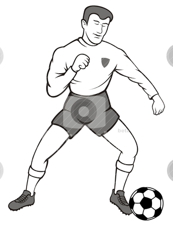 To use this stock image in your creative project, please select the size you need over to the right and click the "Add to Cart" button.
Your downloaded image will come with the Cutcaster watermark removed so don’t worry about the watermark you see on this page. Soccer ball player stock vector clipart, Illustration of a soccer player with a ball on white background. by fractal.gr