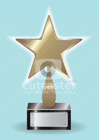 To use this stock image in your creative project, please select the size you need over to the right and click the "Add to Cart" button.
Your downloaded image will come with the Cutcaster watermark removed so don’t worry about the watermark you see on this page. Bronze star Award ytophy stock vector clipart, Third place trophy in bronze with blue background and blank name plate by Michael Travers