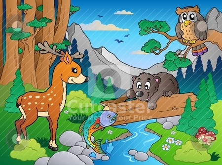 To use this stock image in your creative project, please select the size you need over to the right and click the "Add to Cart" button.
Your downloaded image will come with the Cutcaster watermark removed so don’t worry about the watermark you see on this page. Forest scene with various animals 1 stock vector clipart, Forest scene with various animals 1 - vector illustration. by Klara Viskova